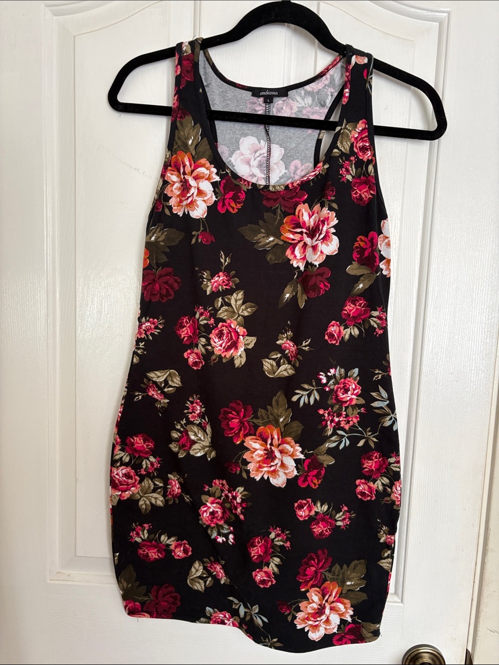 Ambiance Black Tank Dress with Pink and Coral Floral Print